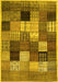 Machine Washable Checkered Yellow Modern Rug, wshcon1609yw