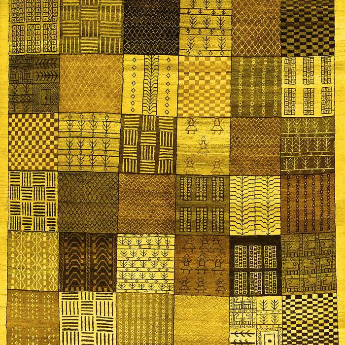 Machine Washable Checkered Yellow Modern Rug, wshcon1609yw