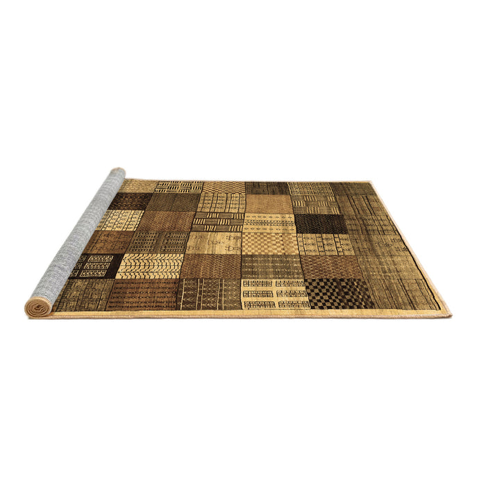 Sideview of Machine Washable Checkered Brown Modern Rug, wshcon1609brn