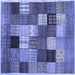 Square Machine Washable Checkered Blue Modern Rug, wshcon1609blu