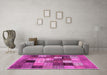 Machine Washable Checkered Pink Modern Rug in a Living Room, wshcon1609pnk