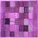 Square Machine Washable Checkered Purple Modern Area Rugs, wshcon1609pur