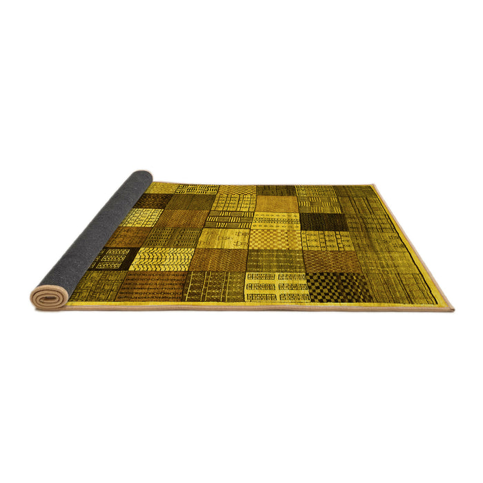 Sideview of Checkered Yellow Modern Rug, con1609yw