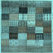 Square Machine Washable Checkered Light Blue Modern Rug, wshcon1609lblu