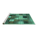 Sideview of Machine Washable Checkered Turquoise Modern Area Rugs, wshcon1609turq