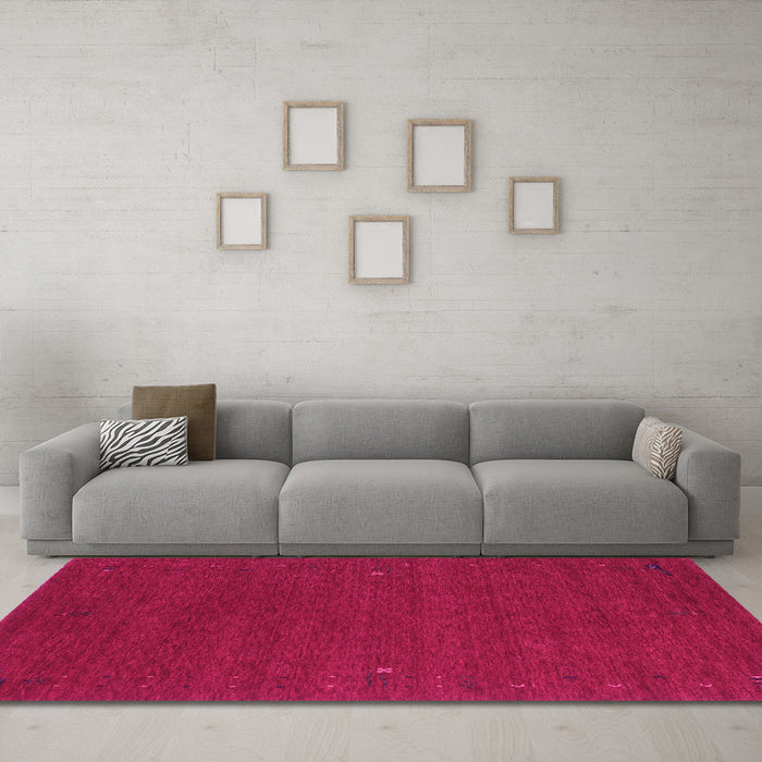 Machine Washable Abstract Pink Contemporary Rug in a Living Room, wshcon160pnk