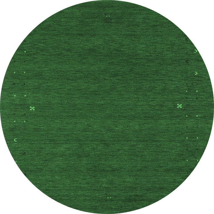 Round Machine Washable Abstract Emerald Green Contemporary Area Rugs, wshcon160emgrn