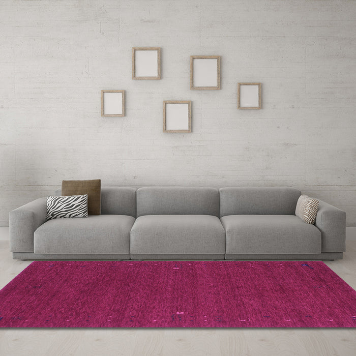 Machine Washable Abstract Purple Contemporary Area Rugs in a Living Room, wshcon160pur