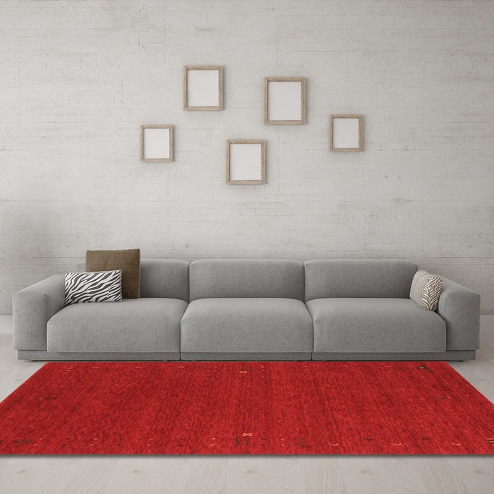 Machine Washable Abstract Orange Contemporary Area Rugs in a Living Room, wshcon160org