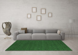 Machine Washable Abstract Emerald Green Contemporary Area Rugs in a Living Room,, wshcon160emgrn