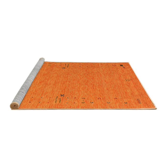 Serging Thickness of Machine Washable Contemporary Orange Red Rug, wshcon161