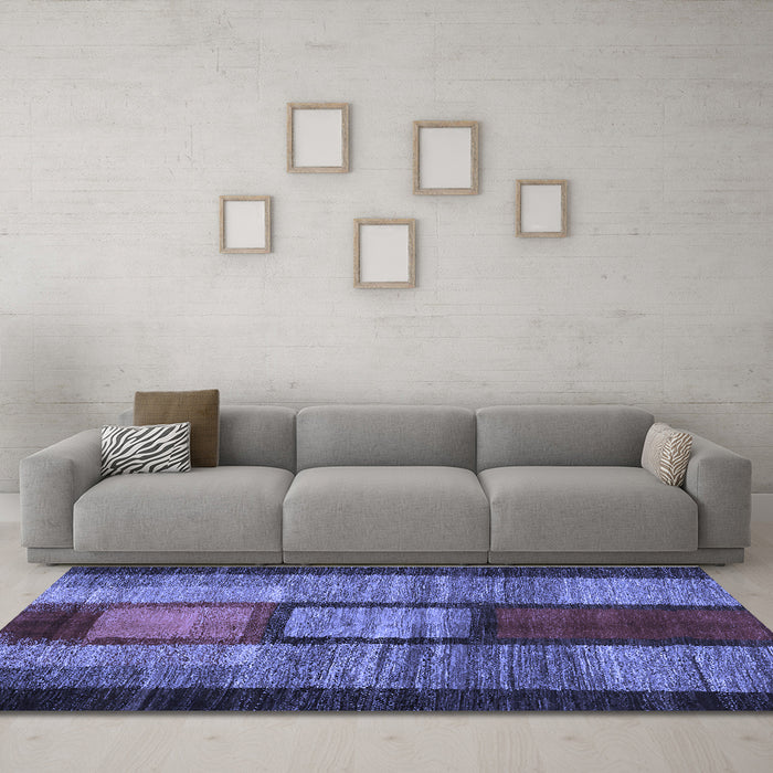 Machine Washable Abstract Blue Contemporary Rug in a Living Room, wshcon1610blu