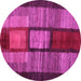 Round Machine Washable Abstract Pink Contemporary Rug, wshcon1610pnk