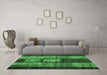 Machine Washable Abstract Emerald Green Contemporary Area Rugs in a Living Room,, wshcon1610emgrn