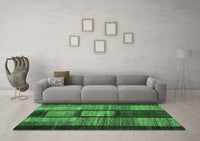 Machine Washable Abstract Emerald Green Contemporary Rug, wshcon1610emgrn