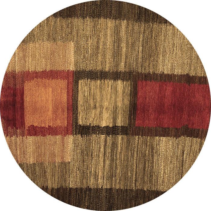 Round Abstract Brown Contemporary Rug, con1610brn
