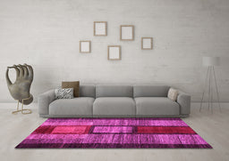 Machine Washable Abstract Pink Contemporary Rug in a Living Room, wshcon1610pnk