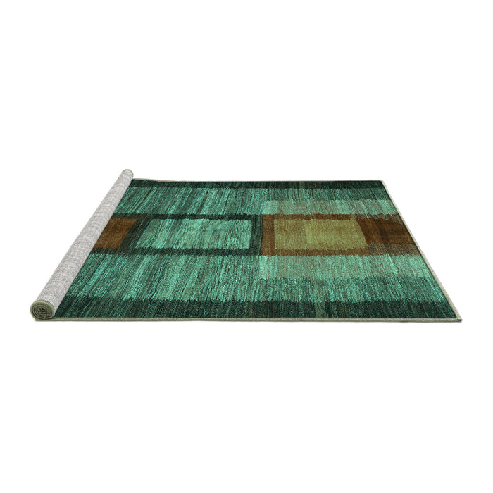 Sideview of Machine Washable Abstract Turquoise Contemporary Area Rugs, wshcon1610turq