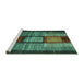 Sideview of Machine Washable Abstract Turquoise Contemporary Area Rugs, wshcon1610turq