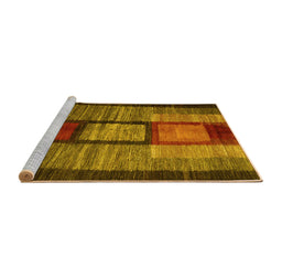 Sideview of Machine Washable Abstract Yellow Contemporary Rug, wshcon1610yw