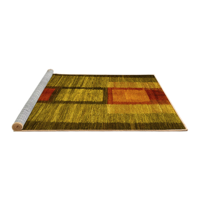 Sideview of Machine Washable Abstract Yellow Contemporary Rug, wshcon1610yw