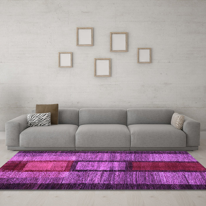 Machine Washable Abstract Purple Contemporary Area Rugs in a Living Room, wshcon1610pur