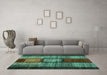 Machine Washable Abstract Turquoise Contemporary Area Rugs in a Living Room,, wshcon1610turq