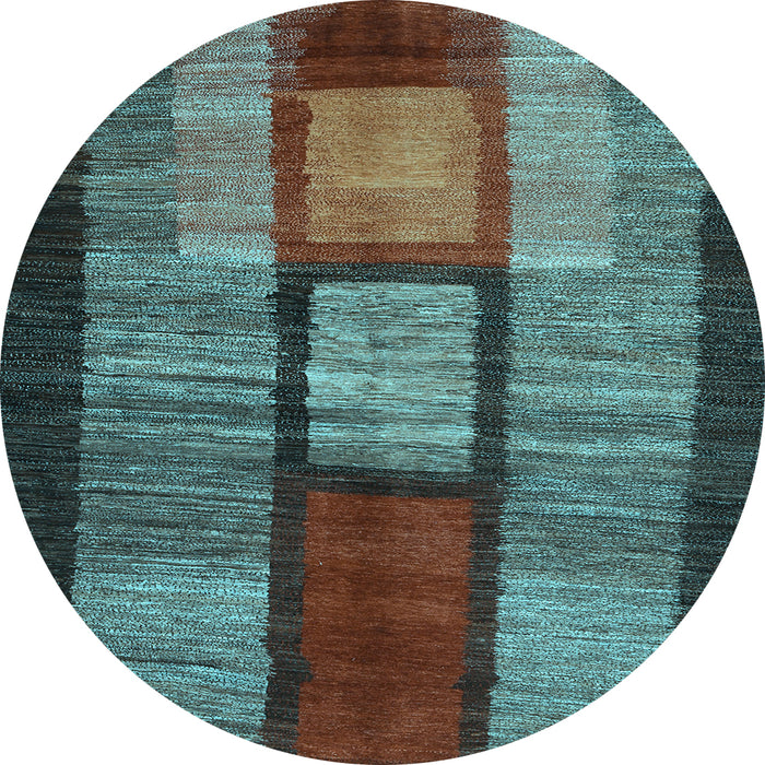 Round Abstract Light Blue Contemporary Rug, con1610lblu
