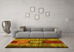 Machine Washable Abstract Yellow Contemporary Rug in a Living Room, wshcon1610yw
