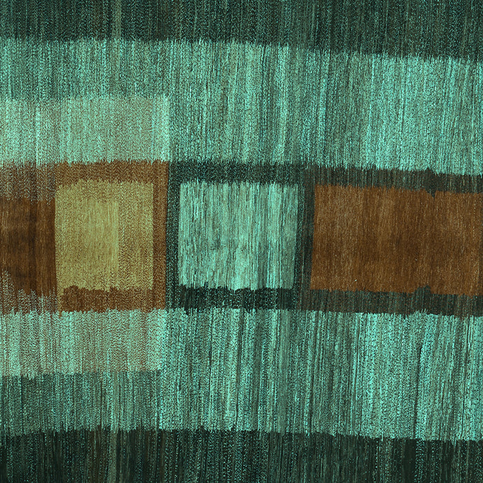 Square Machine Washable Abstract Turquoise Contemporary Area Rugs, wshcon1610turq