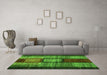 Machine Washable Abstract Green Contemporary Area Rugs in a Living Room,, wshcon1610grn