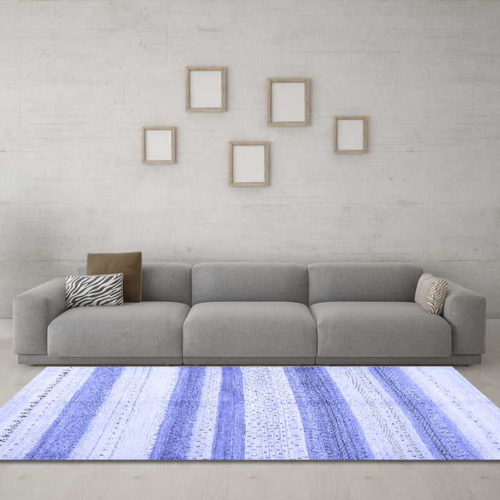 Machine Washable Solid Blue Modern Rug in a Living Room, wshcon1611blu
