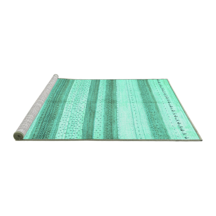 Sideview of Machine Washable Solid Turquoise Modern Area Rugs, wshcon1611turq