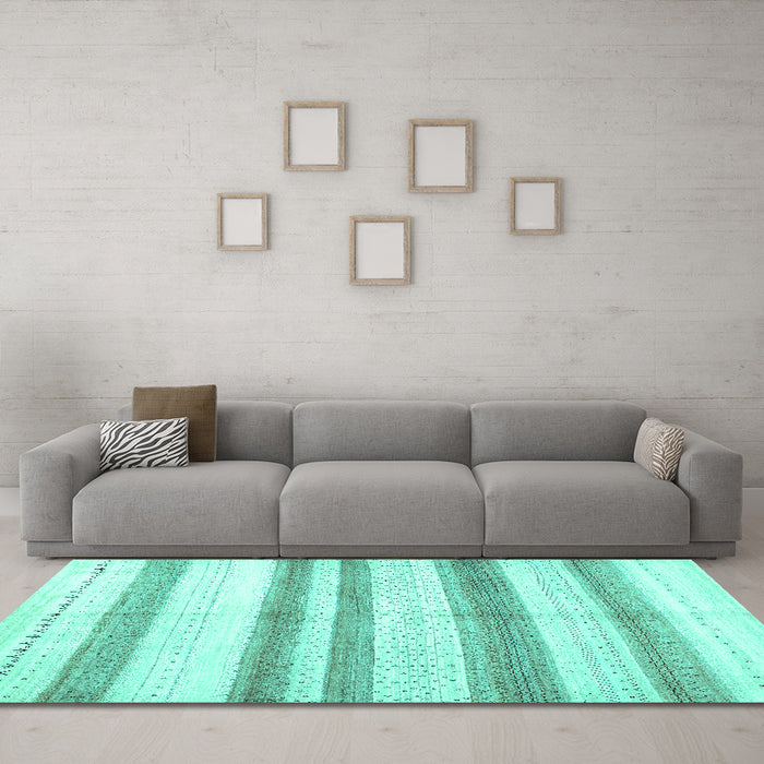 Machine Washable Solid Turquoise Modern Area Rugs in a Living Room,, wshcon1611turq