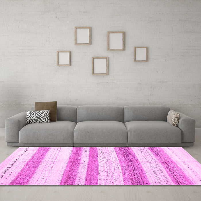 Machine Washable Solid Pink Modern Rug in a Living Room, wshcon1611pnk