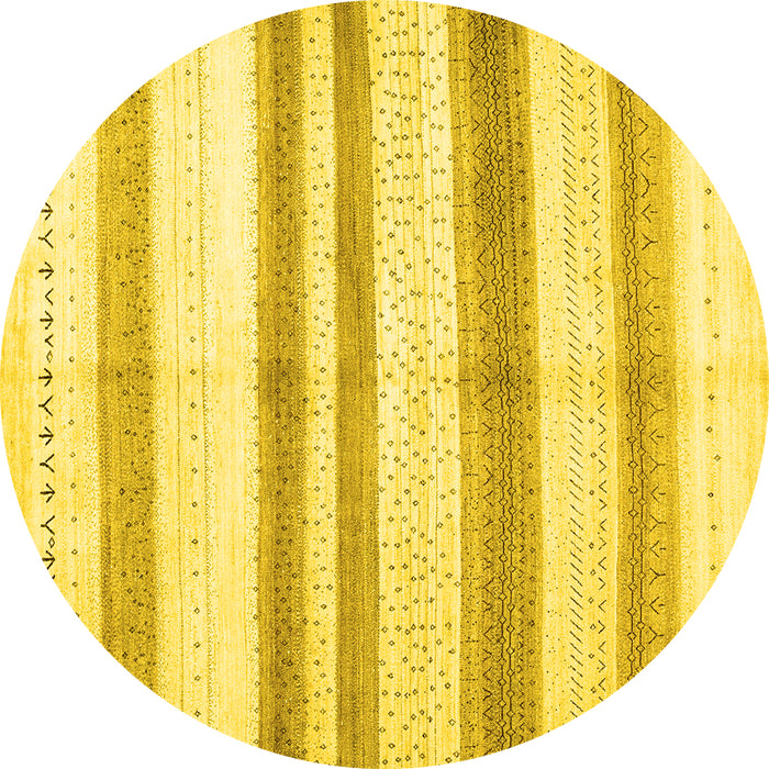 Round Machine Washable Solid Yellow Modern Rug, wshcon1611yw