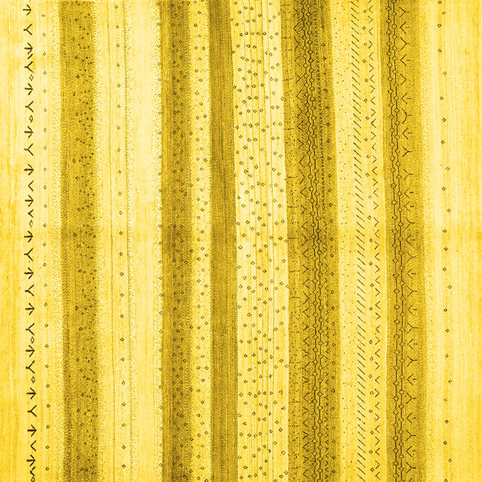 Square Machine Washable Solid Yellow Modern Rug, wshcon1611yw