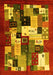 Machine Washable Abstract Yellow Contemporary Rug, wshcon1612yw