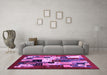 Machine Washable Abstract Purple Contemporary Area Rugs in a Living Room, wshcon1612pur