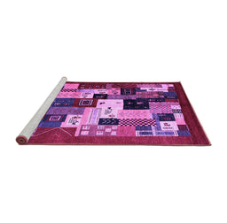 Sideview of Machine Washable Abstract Purple Contemporary Area Rugs, wshcon1612pur