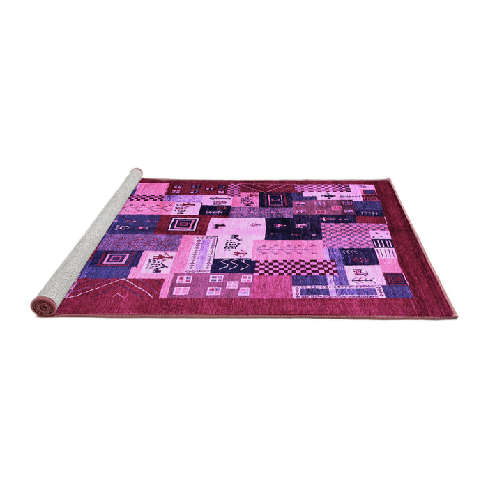 Sideview of Machine Washable Abstract Purple Contemporary Area Rugs, wshcon1612pur