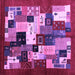 Square Machine Washable Abstract Purple Contemporary Area Rugs, wshcon1612pur