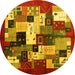 Round Abstract Yellow Contemporary Rug, con1612yw