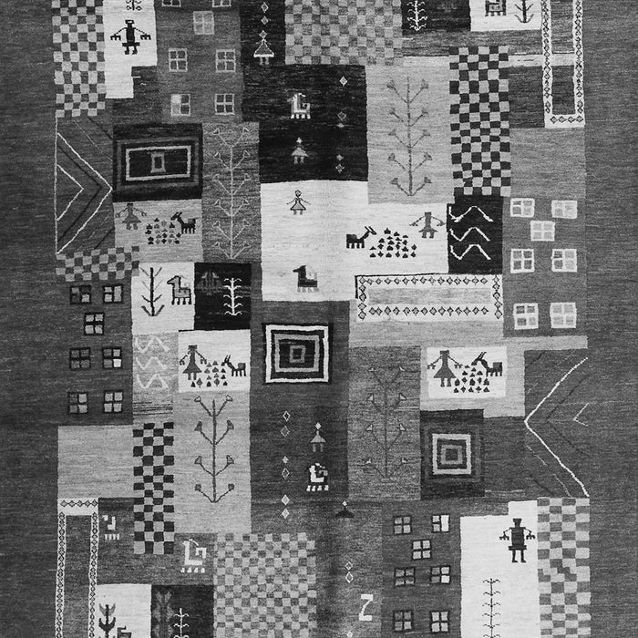 Serging Thickness of Machine Washable Abstract Gray Contemporary Rug, wshcon1612gry