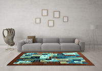 Machine Washable Abstract Light Blue Contemporary Rug, wshcon1612lblu