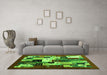 Machine Washable Abstract Green Contemporary Area Rugs in a Living Room,, wshcon1612grn