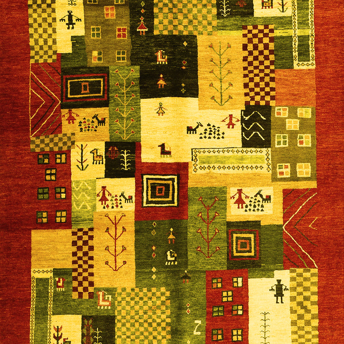 Abstract Yellow Contemporary Rug, con1612yw