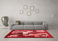 Machine Washable Abstract Red Contemporary Rug, wshcon1612red