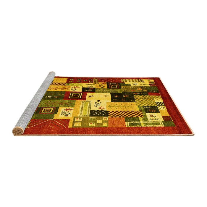 Sideview of Machine Washable Abstract Yellow Contemporary Rug, wshcon1612yw