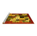 Sideview of Machine Washable Abstract Yellow Contemporary Rug, wshcon1612yw